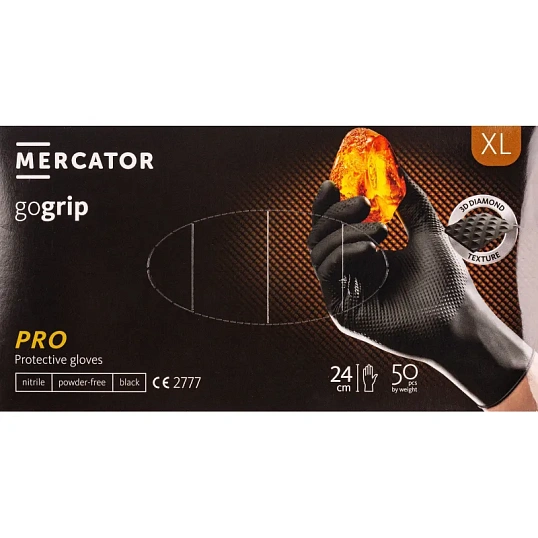 Перчатки одноразовые нитрил GOGRIP BLACK цв.черный (25пар/уп) р.XL,ПС