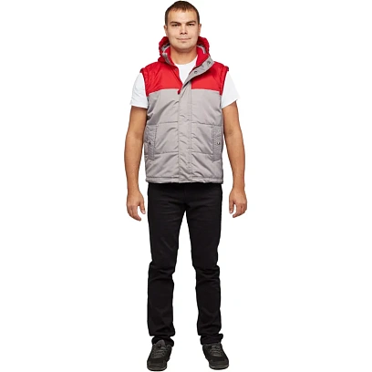 Жилет утепленный цв. серый/красный р. 56/170-176
