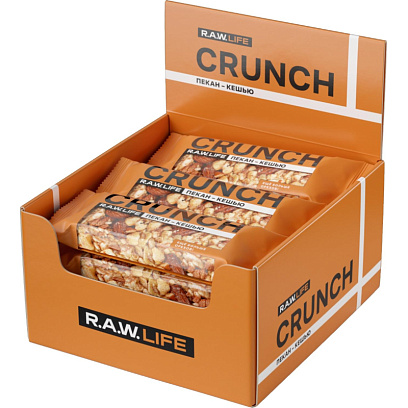 Батончик R.A.W.LIFE орехово-фруктовый CRUNCH Пекан-Кешью, 30гx12шт/уп