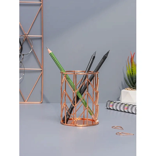 Подставка-стакан для письм принадлежн. Attache роз.золото 80x100мм металл