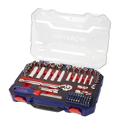 Набор инструментов 75пред.(метр.и дюймовые головки 3/8+1/4), WP202524  