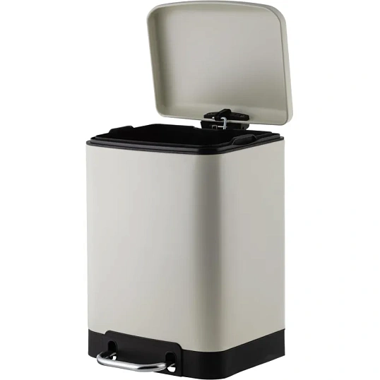 Ведро мусорное с педалью и доводчиком Luscan 6л,бежевое,прямоуг,металл