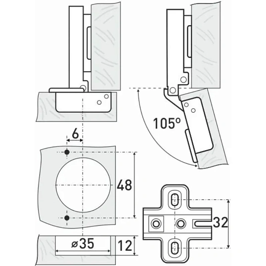 Петля УЗК StahlBuro 62х89 362 А Slide-On накладная 2шт/уп (15905)