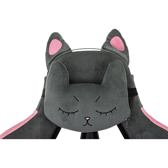 Кресло игровое VB_  Knight Kitty/F сер/роз ткань, пластик чер, под.для ног
