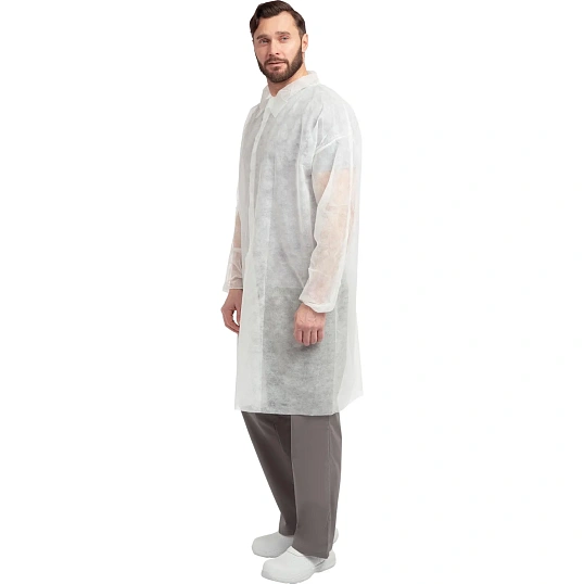 Халат на липучках 20гр/м2 р.XXXL, белый (10шт/упак),арт.406-878-004,к