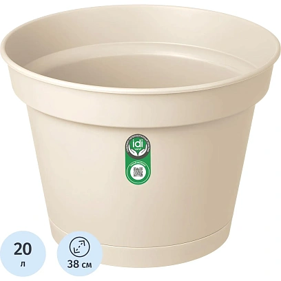 Горшок д/ цветов Mint D380мм, 20л с поддоном светло-бежевый 221612325/01