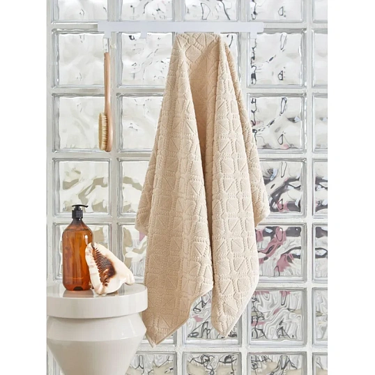 Полотенце махровое банное жаккард 70х120 см ,500 г/м2, Бежевый