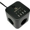 Сетевой фильтр Cablexpert Cube 3р/1,5м, 10А, 4хUSB, черный(CUBE-3-U4-B-1.5)