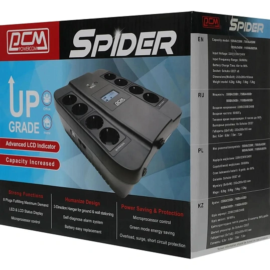 ИБП Powercom Spider SPD-750U LCD, Line-Interactive, 8xEURO