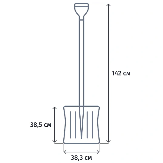 Лопата для уборки снега пластик/ковш 380x385x1420мм деревян/черенок_6157453