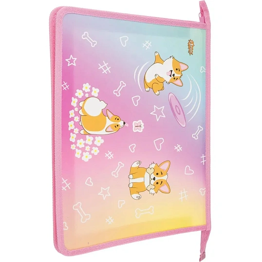 Папка для тетрадей   Corgi time,А4,молн.,пласт.,ПТ-813