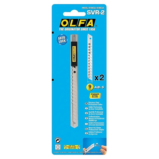 Нож OLFA корпус из нерж.стали, автофиксатор, 9мм, OL-SVR-2