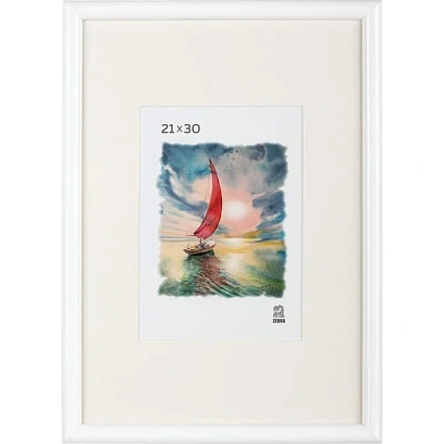 Рамка с паспарту, пластик, 21х30, белый цвет  500П