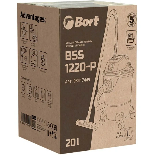 Пылесос для сухой и влажной уборки Bort BSS-1220-P