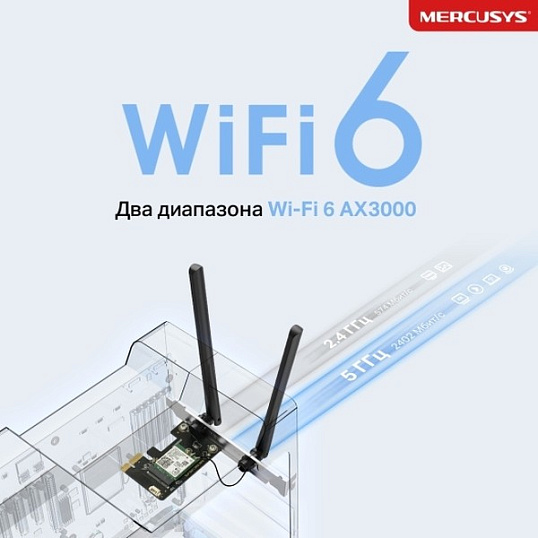 Сетевой адаптер WiFi + Bluetooth Mercusys MA80XE PCI Express