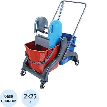 Тележка уборочная 2х25л пластик + отжим CK750