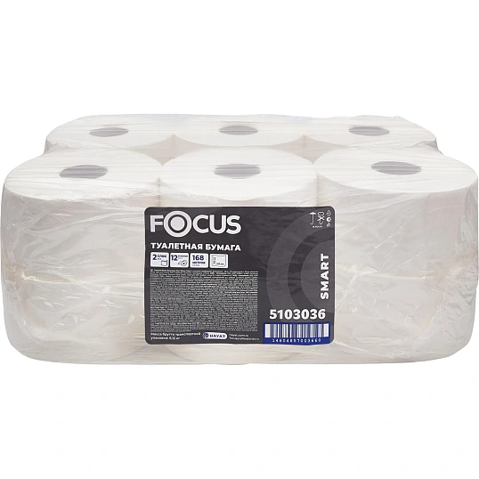 Бумага туалетная д/дисп Focus SMART 2сл 168м 12рул/уп_5103036