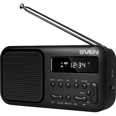 Радиоприемник Sven SRP-50, 3Вт, BT/FM/USB-C, будильник, встр аккум