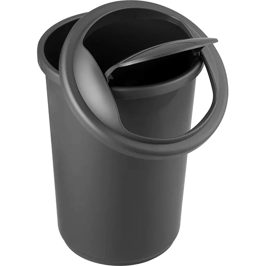 Ведро мусорное 12л пластик, серый металлик с крышкой-вертушкой