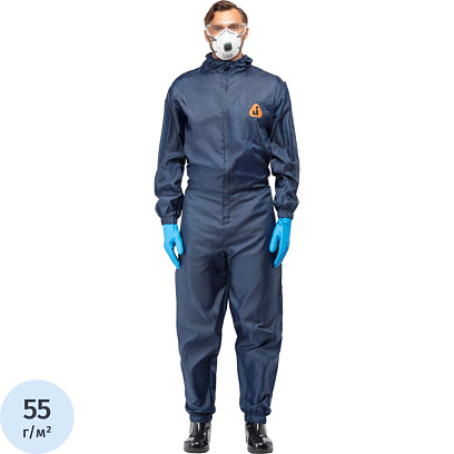 Комбинезон многоразовый защитный с капюшоном JetaSafety JPC75b синий рXXXL
