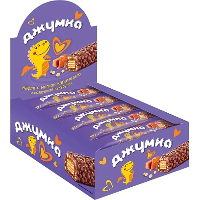 Вафли Джумка с мягкой карамелью и воздушной кукурузой,ш/б 37гx15шт/уп,ЯК329