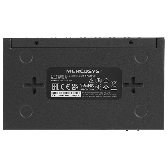 Коммутатор неуправляемый Mercusys MS108GP (L2) 8x1Гбит/с 7PoE+ 65W