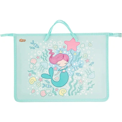 Папка для тетрадей  Русалка А4 на молн с ручкам,пластик, 45мм,ПТ-15