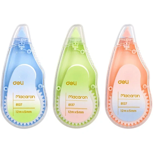 Корректирующая лента Macaron 5 мм x 12 м, ассорти, 3 шт/уп в блистере