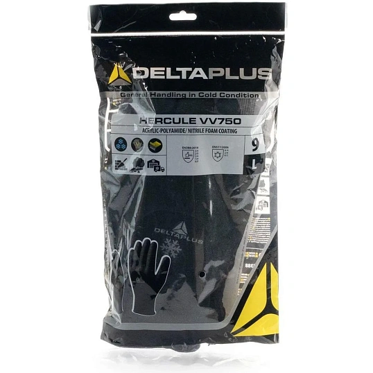 Перчатки DELTA PLUS HERCULE VV750NO10 утепл.трик.нитр.покр.3/4 цв.черн.р.10
