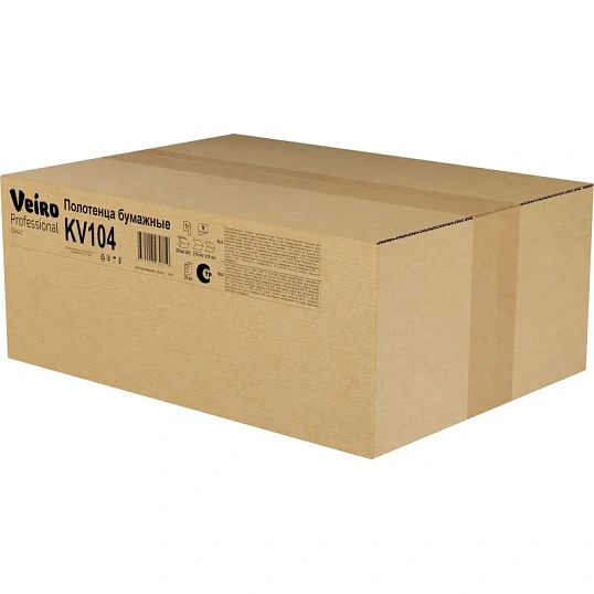 Полотенца бумажные д/дисп Veiro Prof Basic 1сл 250лx20пач/кор V-слож KV104