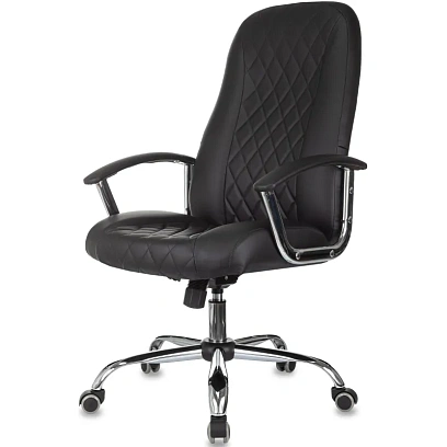 Кресло БР Комус Мебель EChair 658 экокожа (строчка ромб),черный, хром