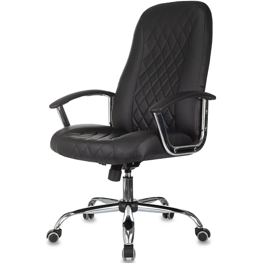 Кресло БР Комус Мебель EChair 658 экокожа (строчка ромб),черный, хром