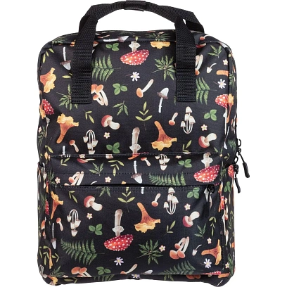 Рюкзак Квадро Грибы, темный, 1 отд., 3 кармана,37х28х13