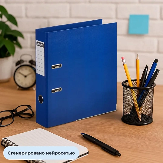 Папка-регистратор 75мм Attache, А4, синяя, ПБП2, метал. угол, карман.кор
