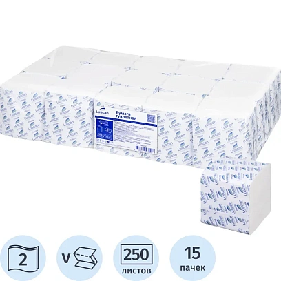 Бумага туалетная д/дисп Luscan Professional 2слбелцел250л15 пач/уп
