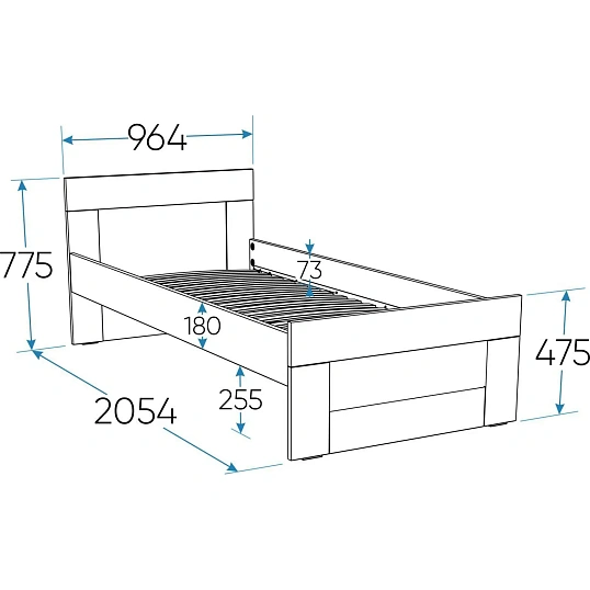 Кровать одинарная ШС_Сириуc 90х200 сонома