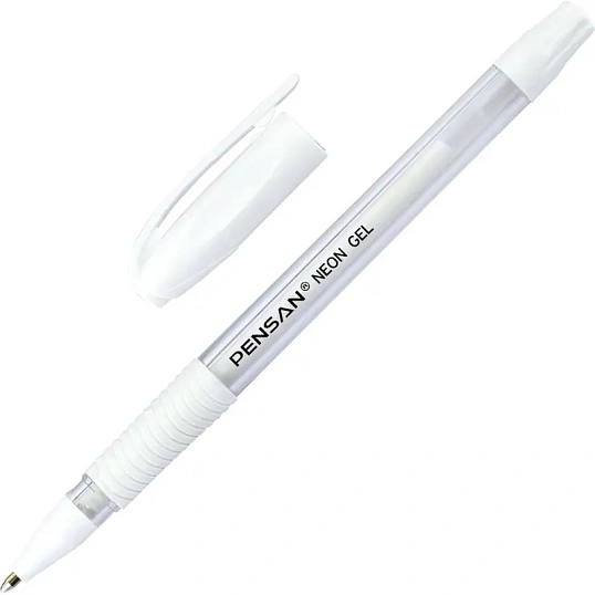 Ручка гелевая неавтомат. PENSAN NEON WHITE1,0мм,бел.черн,манж,2290/12