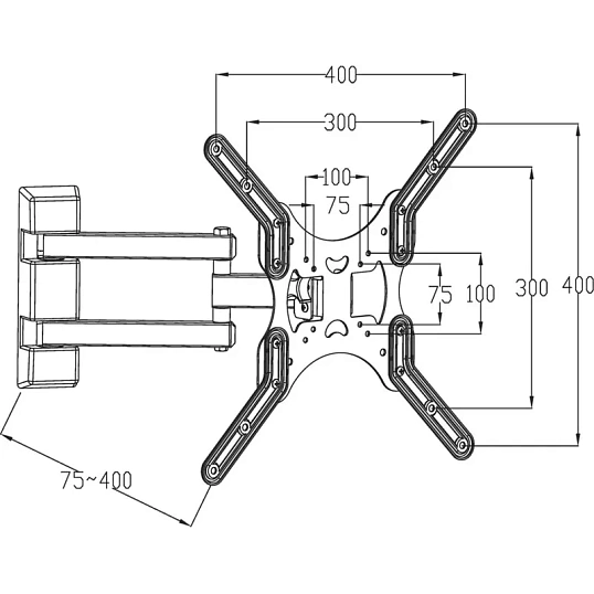 Кронштейн Digis 23-55, 2 колена, VESA макс. 400x400мм, до 35кг, DSM-8043