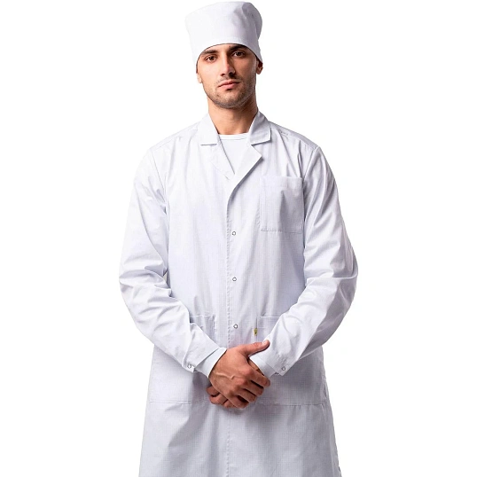 Халат антистатич. муж. М-105У укороч/белый,тип D,Москвичка, 96-100/182-188