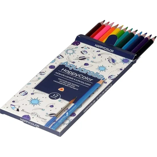 Карандаши акварельные HappyColor, 12 цв