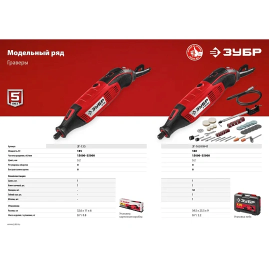 Гравер сетевой ЗУБР ЗГ-160 КН41, 160 Вт, 41 предмет