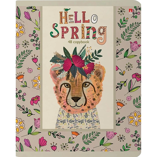 Тетрадь общая А5 ,48л, клетка,скрепка, HELLO SPRING, 5 шт в уп,7-48-448/5