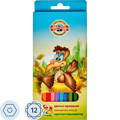 Карандаши цветные 12цв 6-гран Koh-I-Noor BIRDS 3352 3552