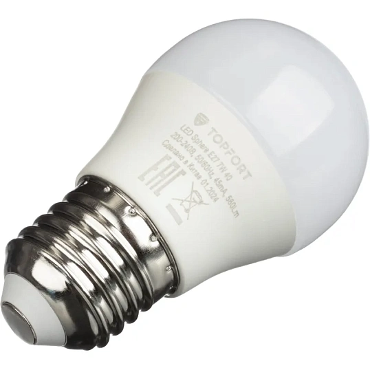Лампа светодиодная Topfort E27 7W 4000K шар