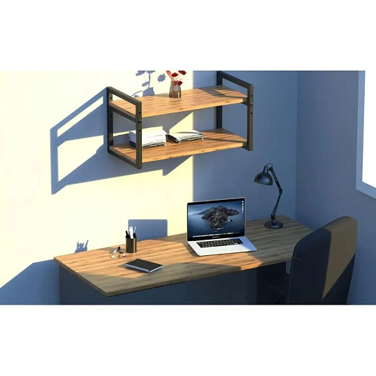 Полка TI_настен/настоль Комус Онега-7 290х580 мет чер/ЛДСП дуб вотан