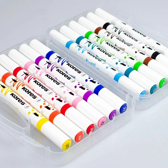 Набор маркеров Kreative Markers Acrylic duo tip пластиковый бокс 12цв,23121