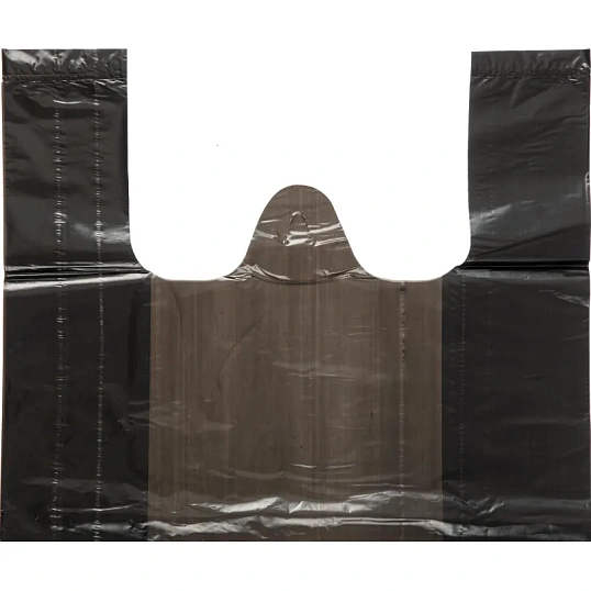 Пакет-майка УСИЛЕННЫЙ, ПНД, 40+18+70 см, черный, 30 мкм, 50 шт/уп