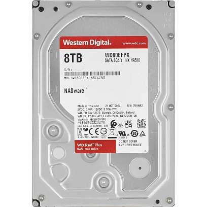 Жесткий диск WD Red Plus NAS HDD 3.5 SATA 8TB/5640rpm/256MB/CMR,WD80EFPX