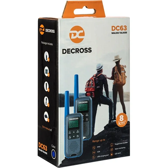 Рация Decross DC63 Blue Twin EU с ЗУ (2шт/уп)