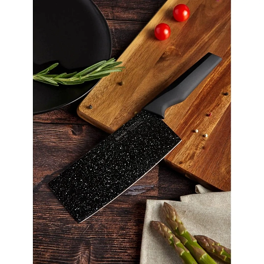 Нож топорик кухонный Santoku 16,5 см. рукоять Soft Touch, Mielaje